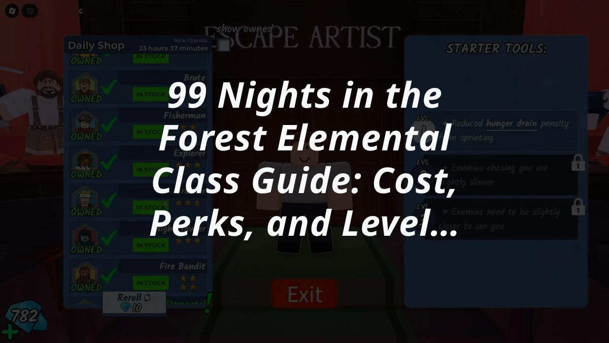 99 Nights in the Forest Elemental Class Guide: Cost, Perks, and Level Requirements