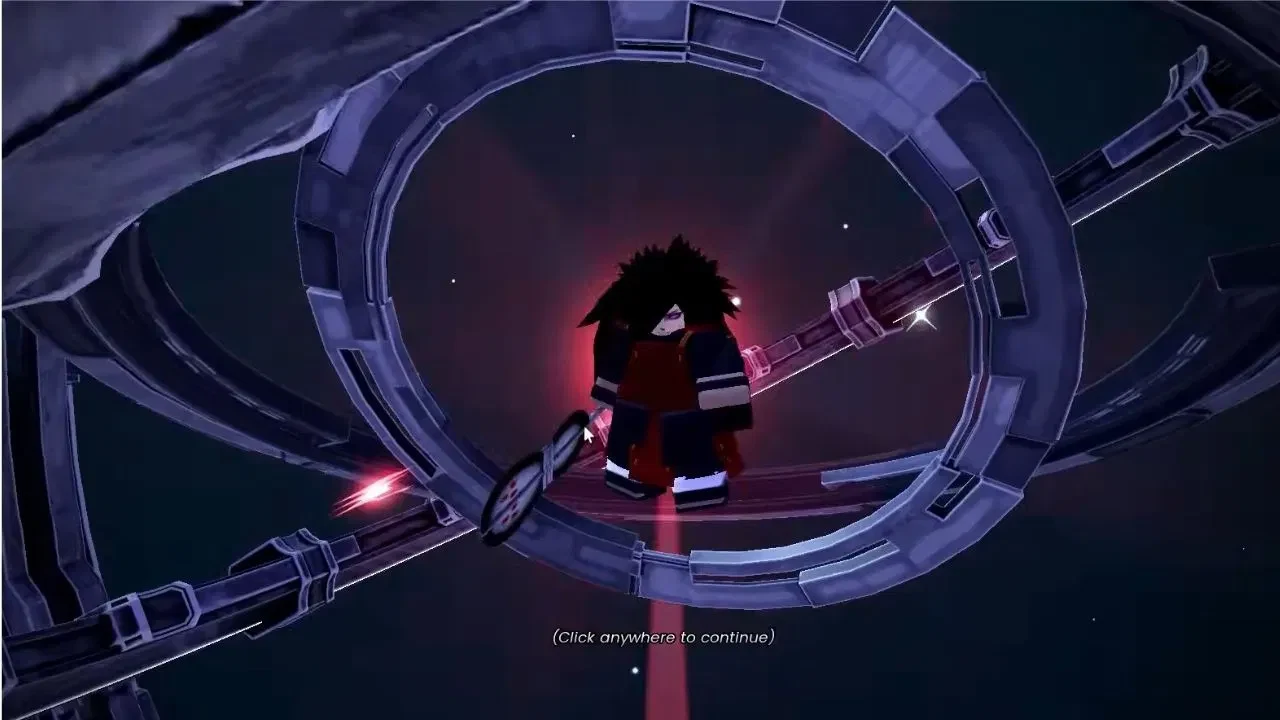 Evolved Madara (Edo Tensei) surrounded by a circular combat effect in Anime Origins