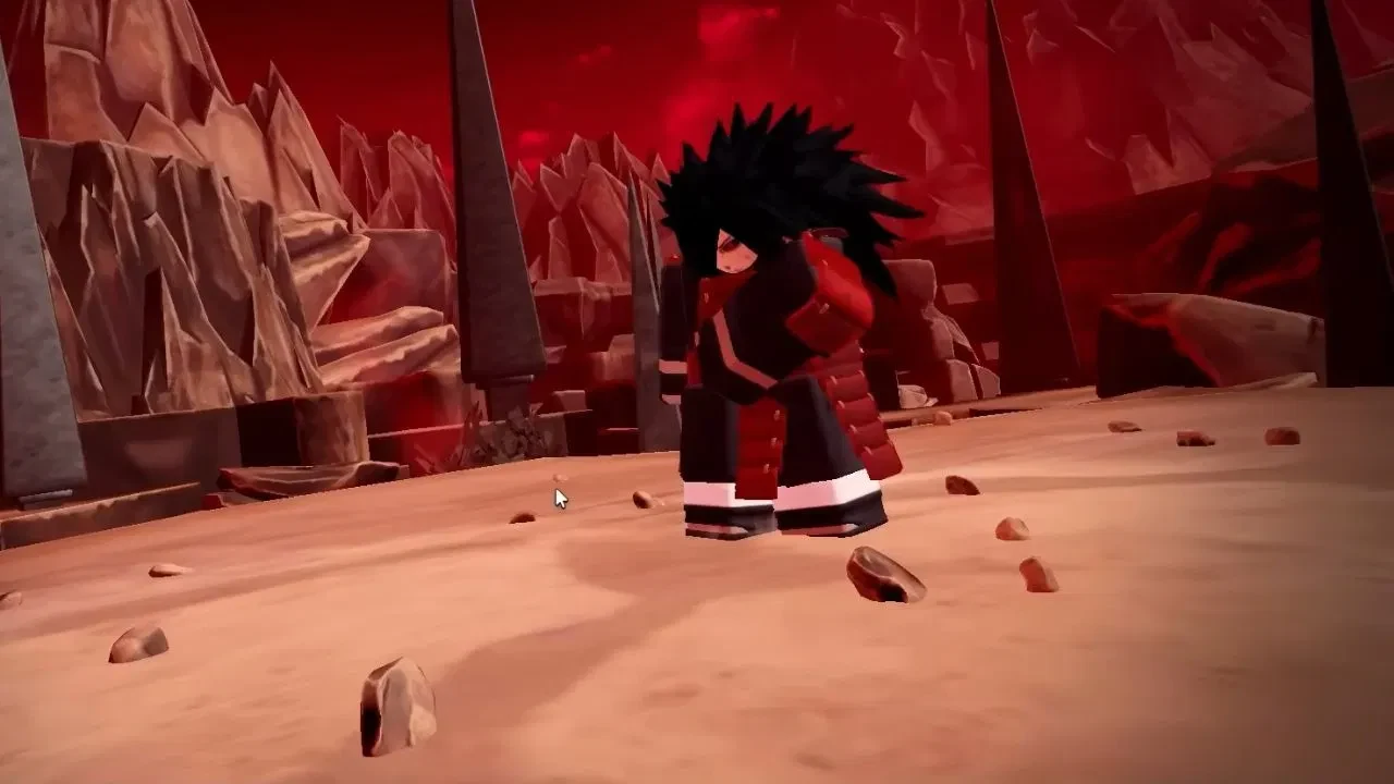 Modora standing in a red rocky Anime Origins gameplay area