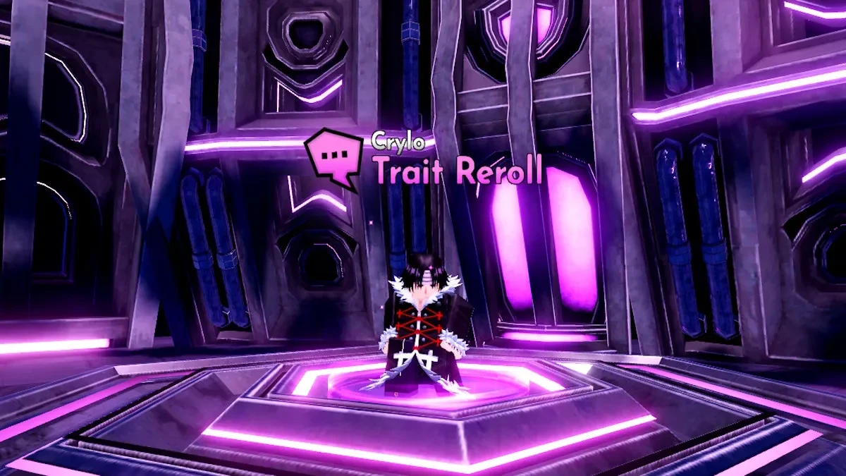 Anime Origins Trait Reroll NPC Crylo at the hub station with Trait Reroll label