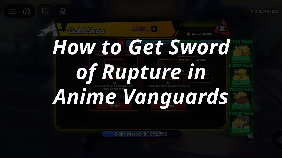 How to Get Sword of Rupture in Anime Vanguards