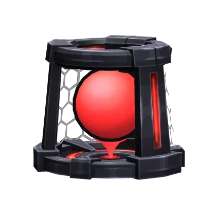 The Last Deflection back accessory, a black frame surrounding a glowing red orb