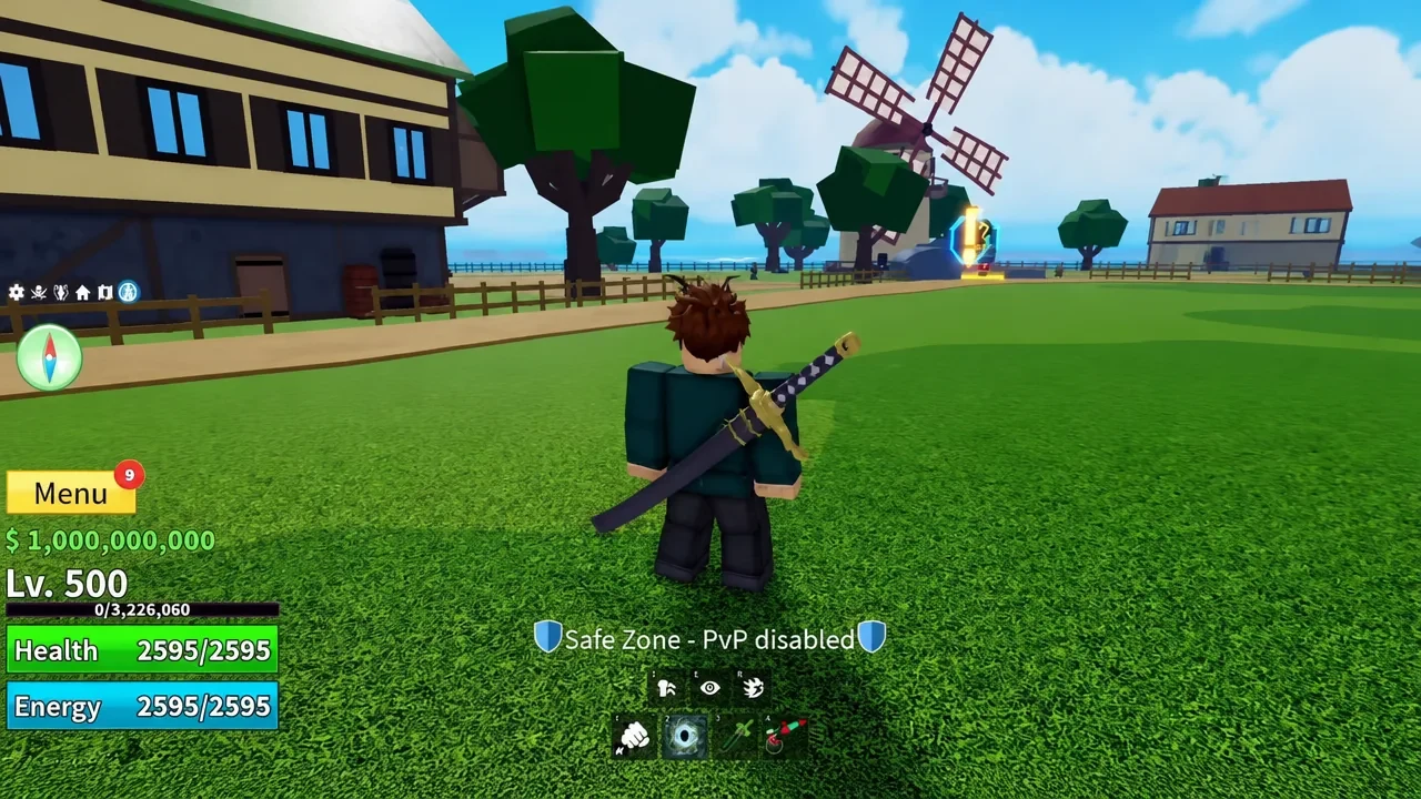 Reworked First Sea village with the redesigned Blox Fruits HUD in the Update 30 reveal