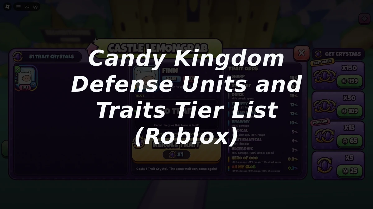 Candy Kingdom Defense Units and Traits Tier List (Roblox)