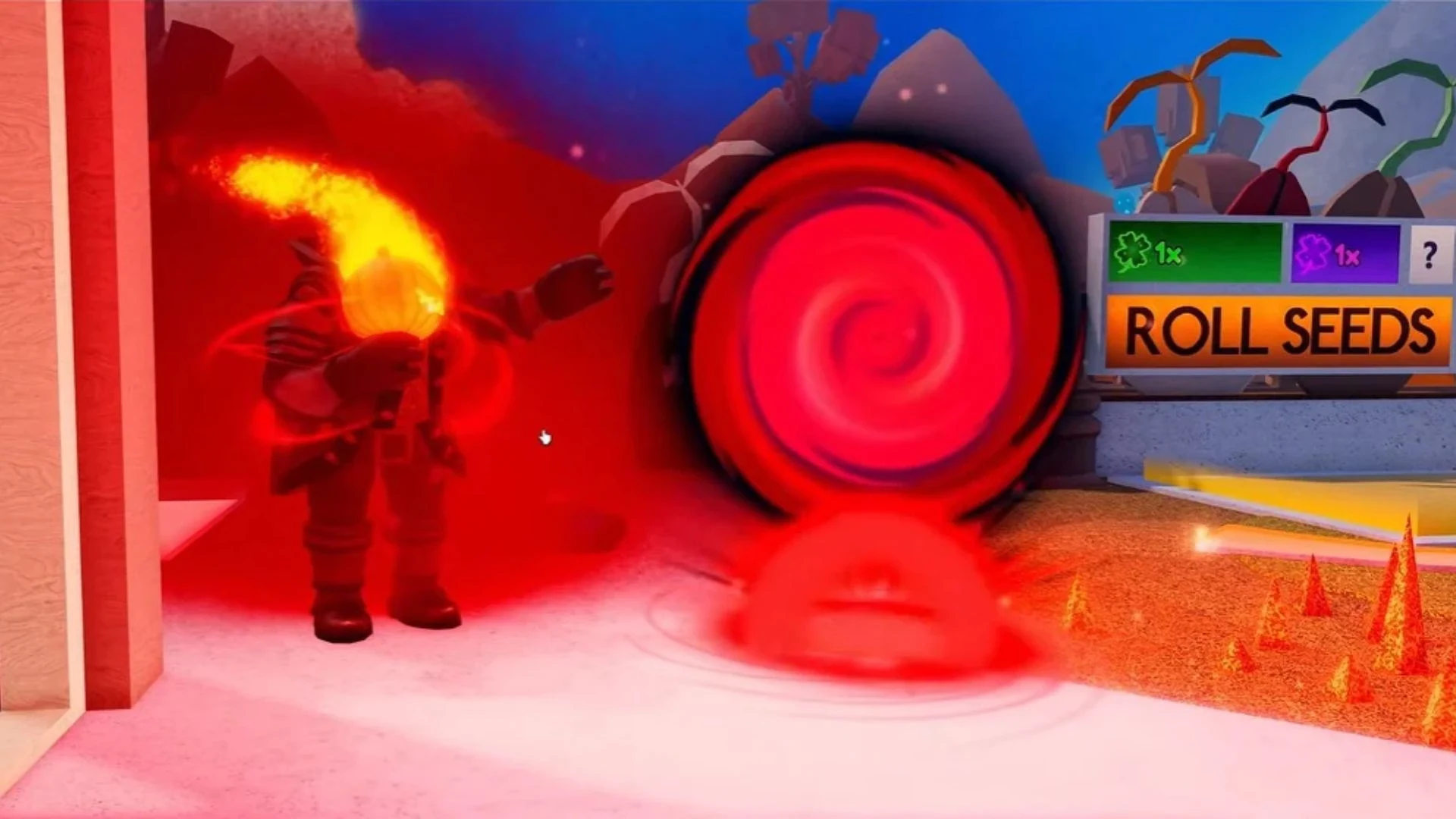 A red portal appears in the Carve Wood yard beside the event character.