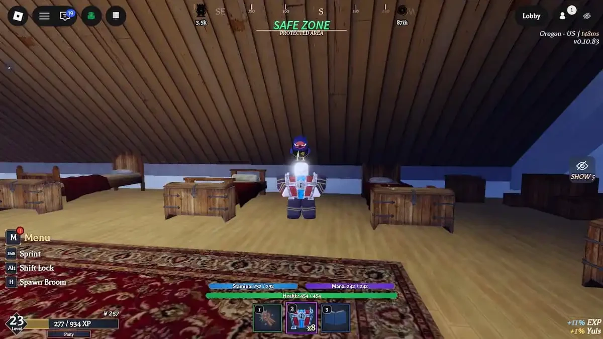 Clover Time avatar with a Normal Chest visible in the bottom inventory bar