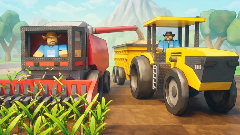 Tractors harvesting crops in Farming and Friends