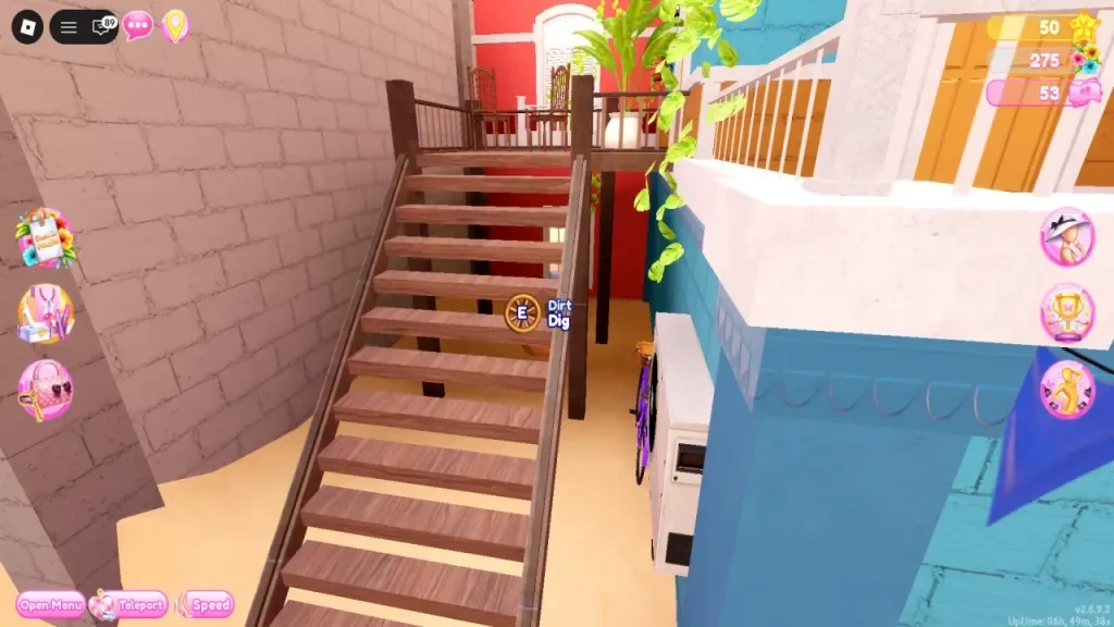 Dress to Impress Chest 5 dig prompt beneath the wooden Freeplay Arena ladder