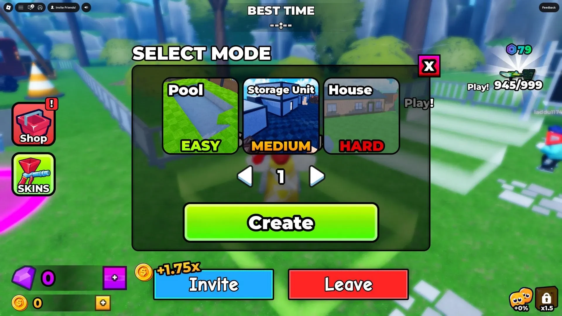 Finish It stage selection screen showing Pool, Storage Unit, and House