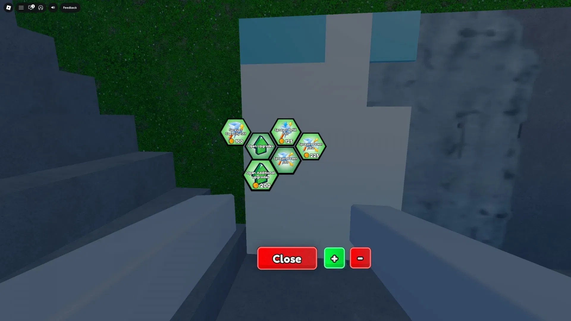 Finish It upgrade tree showing Sprayer Capacity, Refill, and Power nodes