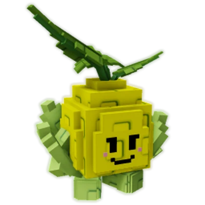 Cornling pet model with a yellow kernel body and green leafy growth