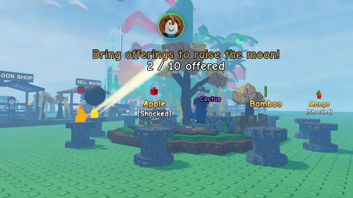 The central Harvest Moon summon area with ten pedestals in Grow a Garden