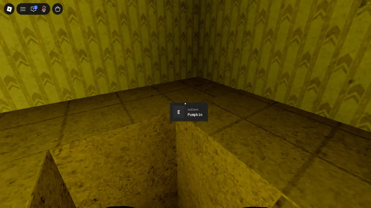 Collect Pumpkin prompt in a yellow-patterned maze room.