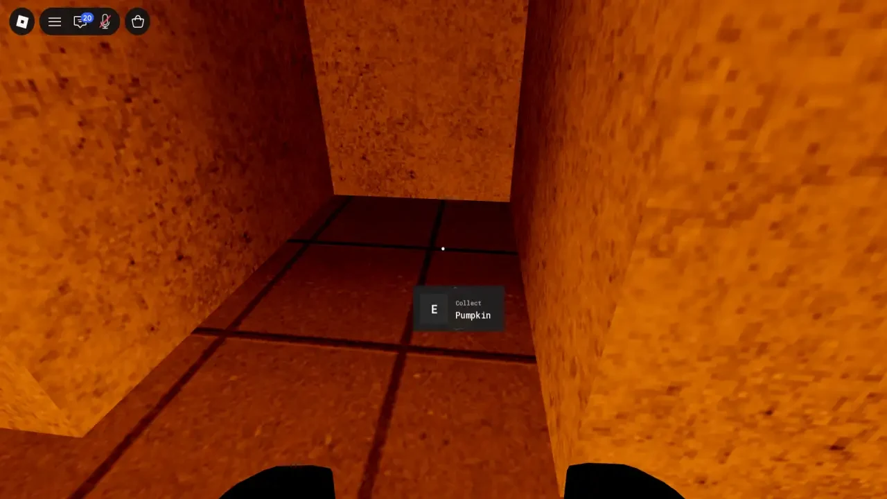 Collect Pumpkin prompt in a narrow orange floor opening.