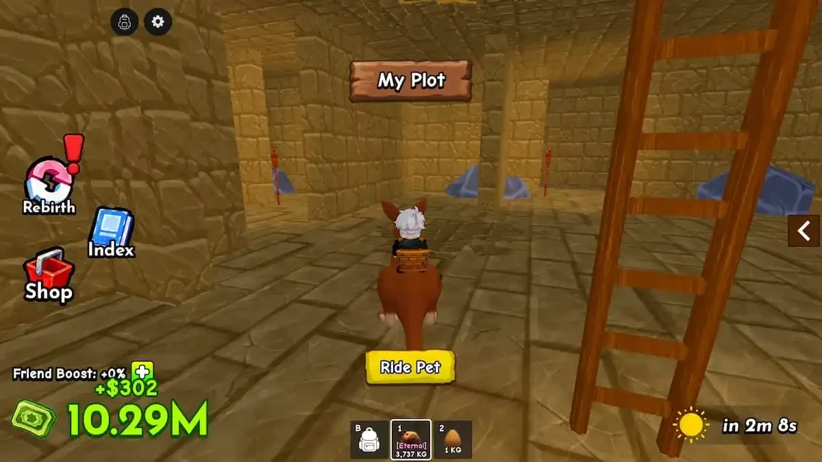 Player riding through the Pyramid Maze rare-egg search route in Ride A Pet