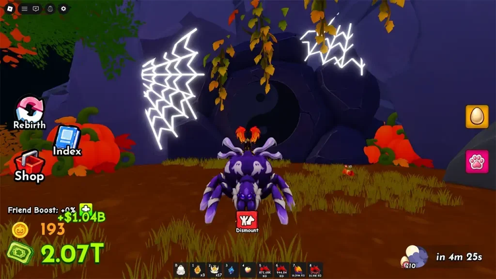 The dark stone Yinyang gate with a yin-yang mark stands in the Halloween World.