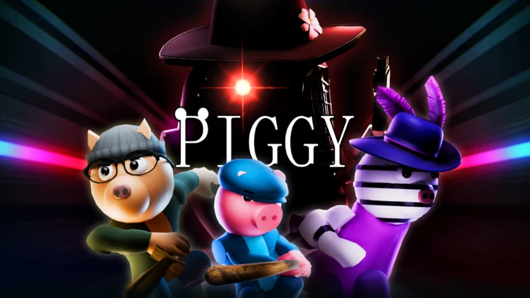 Promotional Piggy artwork showing several infected characters in a neon-lit scene.