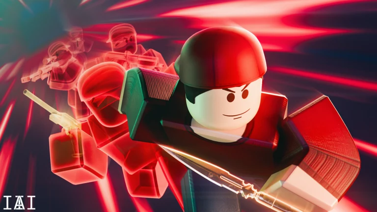 Official Roblox landscape thumbnail for Arsenal, a fast arcade shooter.