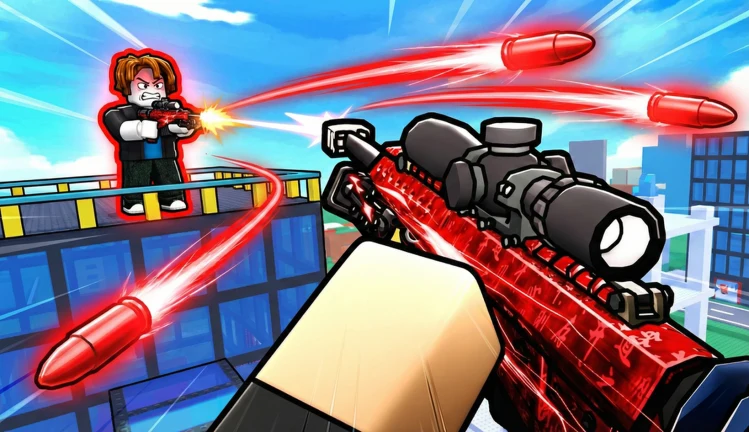 Official Roblox landscape thumbnail for Hypershot, a competitive arena shooter.