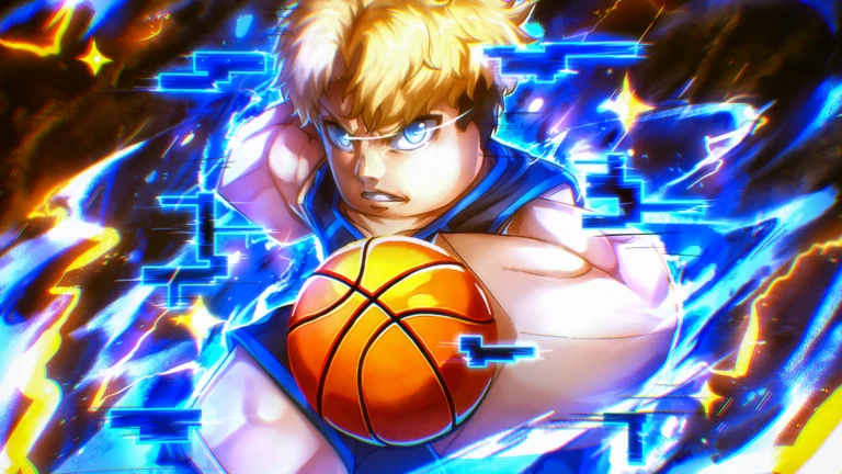 Stylized basketball player holding the ball in Basketball: Zero