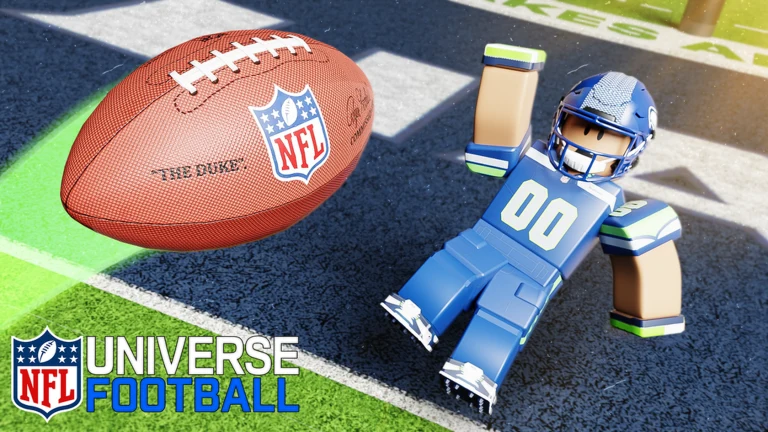 NFL Universe Football avatar beside an NFL football on a marked field