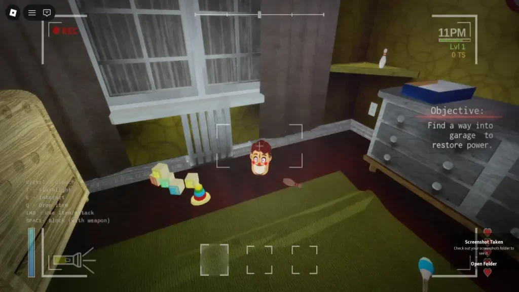 Buddy Plushie on the floor beneath a window in a child's room