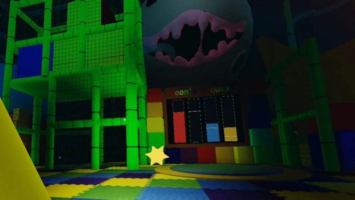 Wonderland playground room with neon green pipes and a wall of multicolored fill gauges for the color gauges puzzle