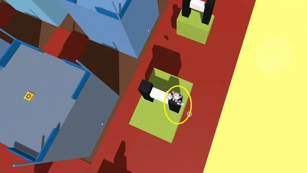 Right-side black chimney opening in the Rocket Arena starting structure