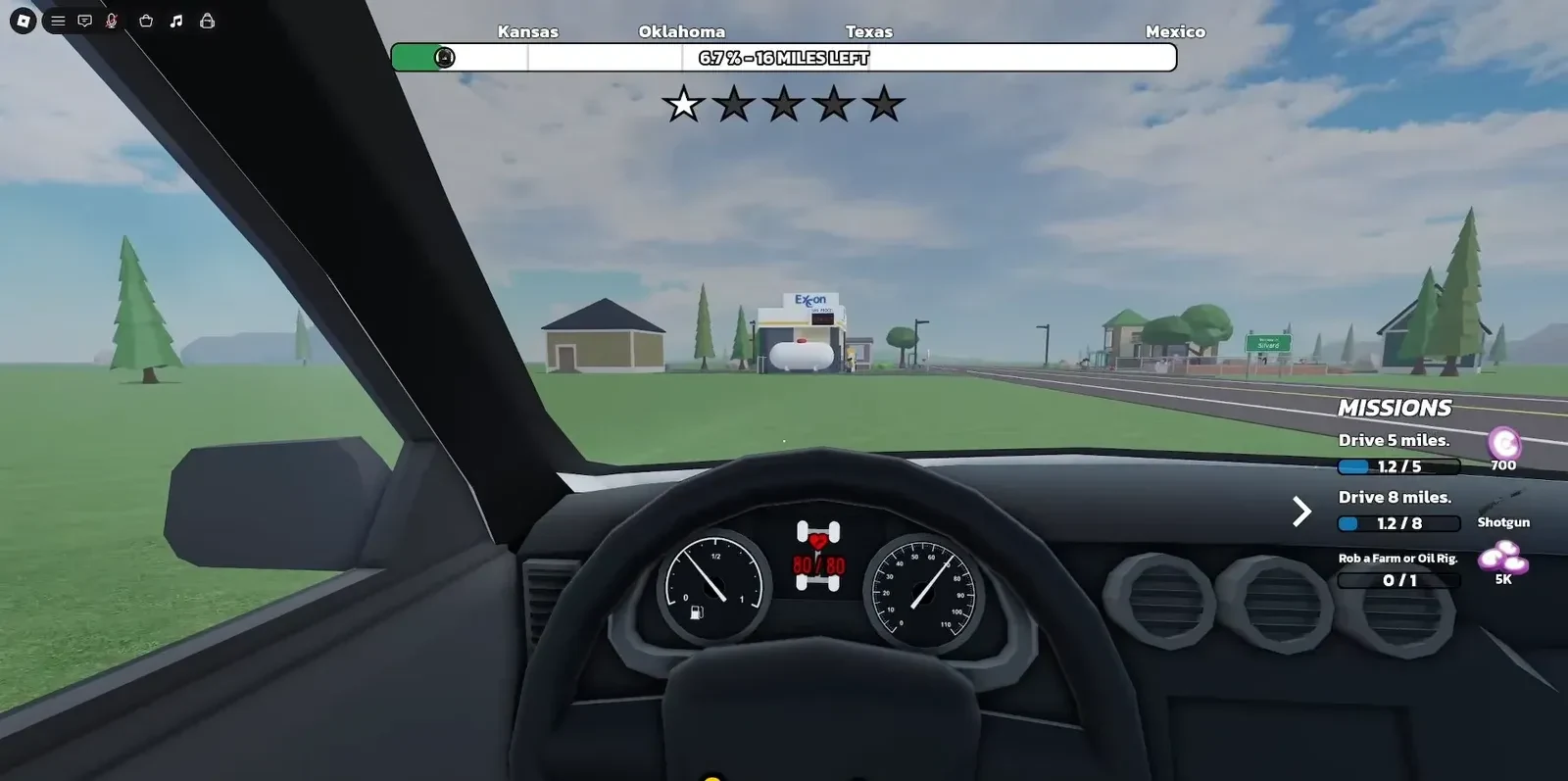 RUNAWAYS driving HUD with the Daily Missions tracker showing distance objectives