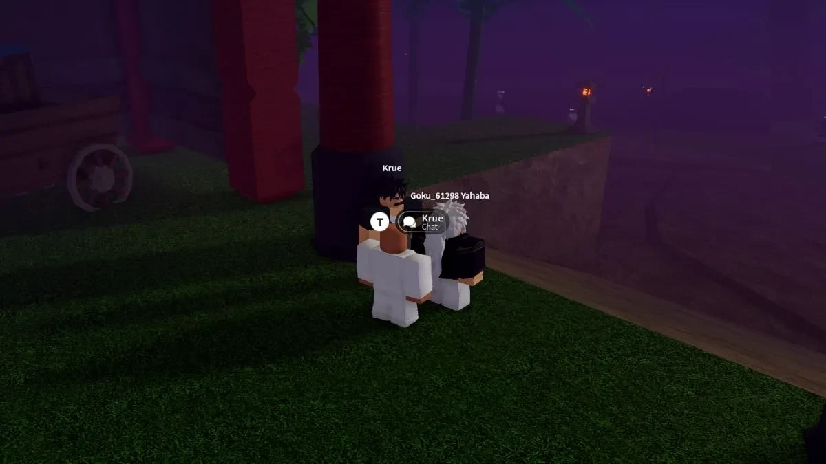 Player speaking with Krue beside the red gate in Windy Peak