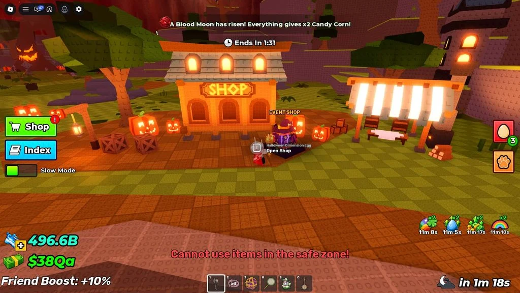 Halloween Dimension event shop stall with the prompt to open the egg shop