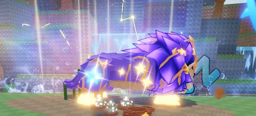 Celestial Sunlion asleep beside the Enchanted Forest egg nests