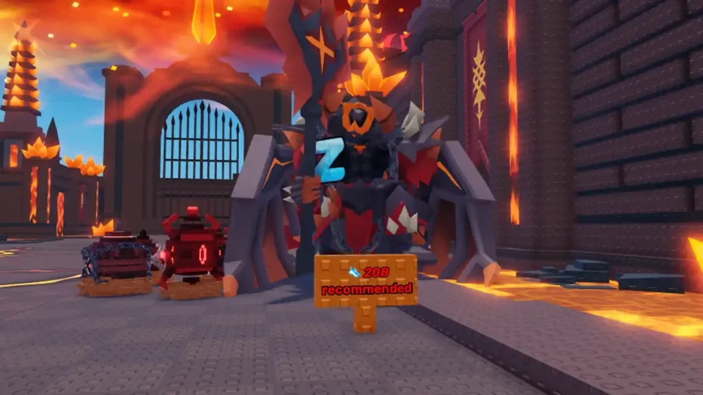 Steal An Egg Demons biome gate with a 20B Speed recommendation sign