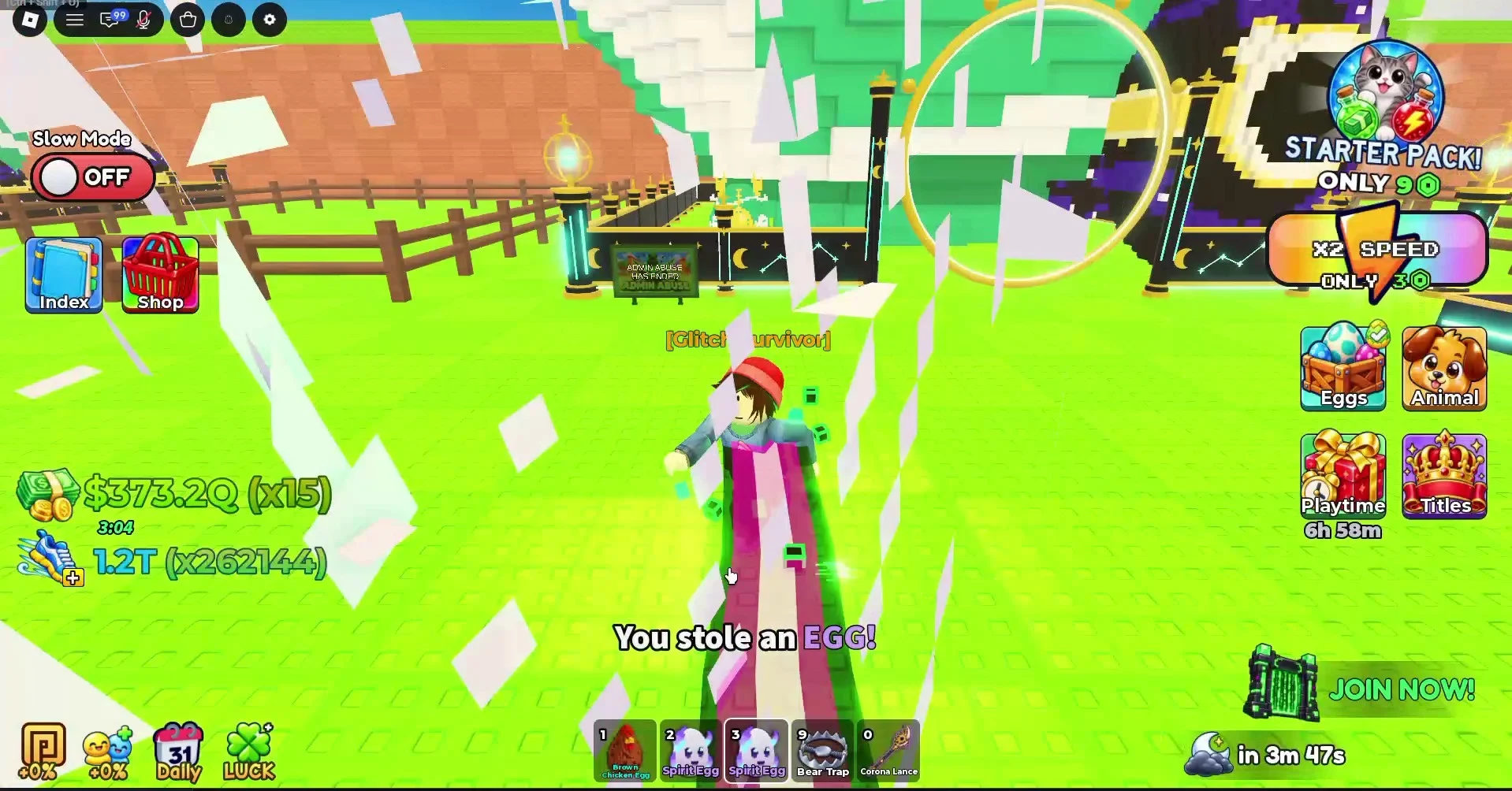 Player at base with the You stole an EGG! message on screen