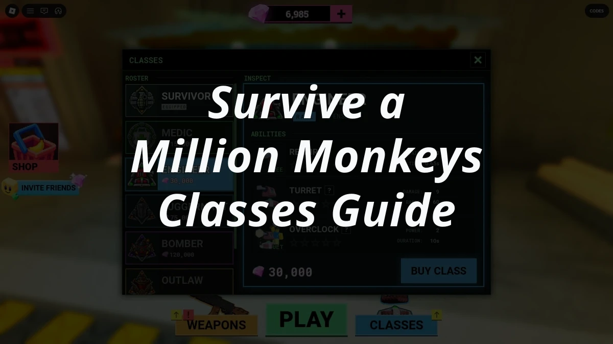 Survive a Million Monkeys Classes Guide