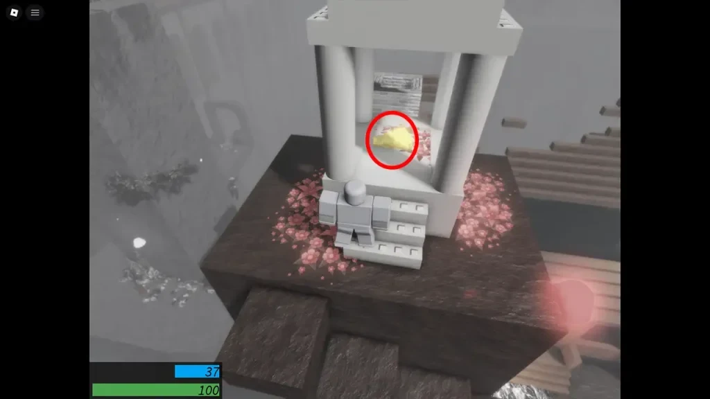 A cheese pickup in the Purple Trophy puzzle area.