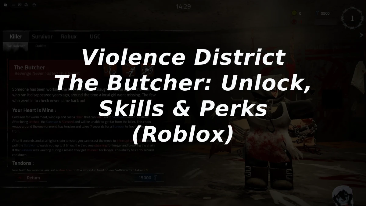 Violence District The Butcher: Unlock, Skills & Perks (Roblox)