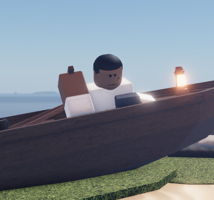 Man Working On Rowboat
